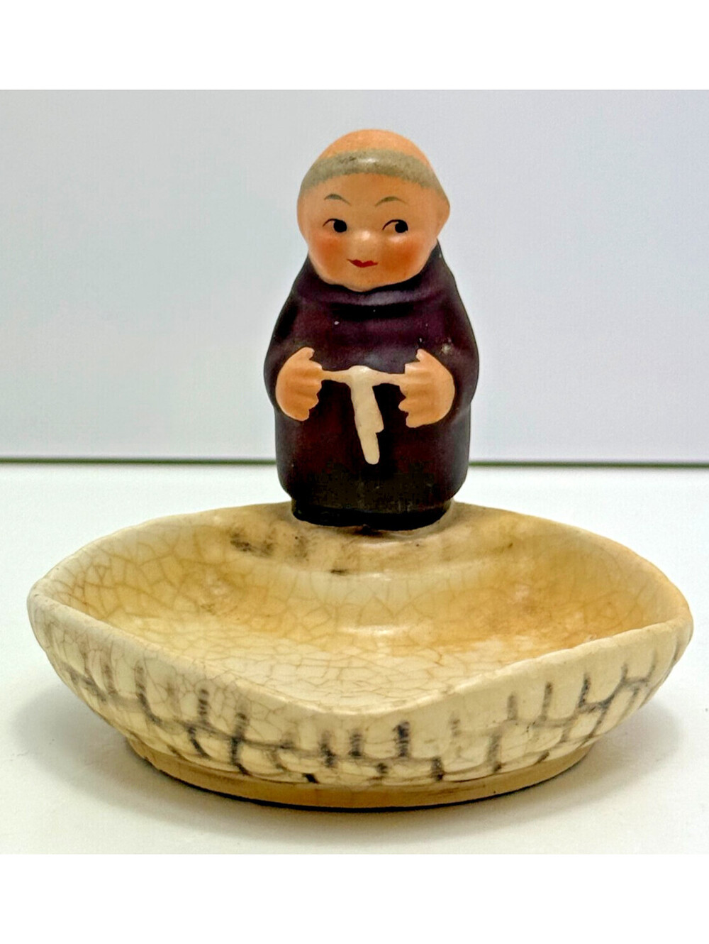 Vtg Monk Friar Tuck Ring Trinket Dish West Germany 2.75"H Goebel Novelty